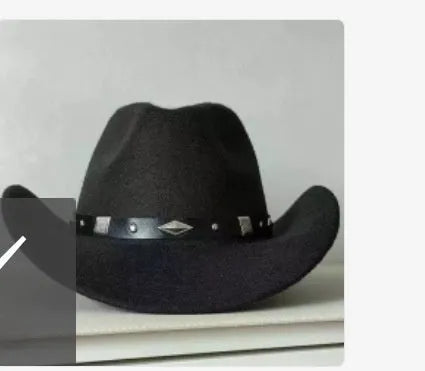 Brown leather velvet Western cowboy hat with curved brim and conical crown