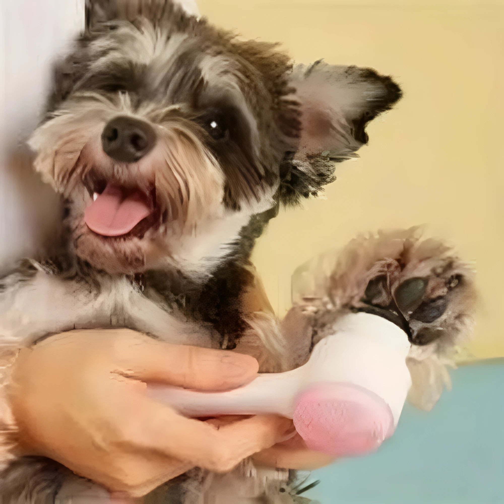 Blue pet paw brush with nylon bristles for grooming dogs and cats