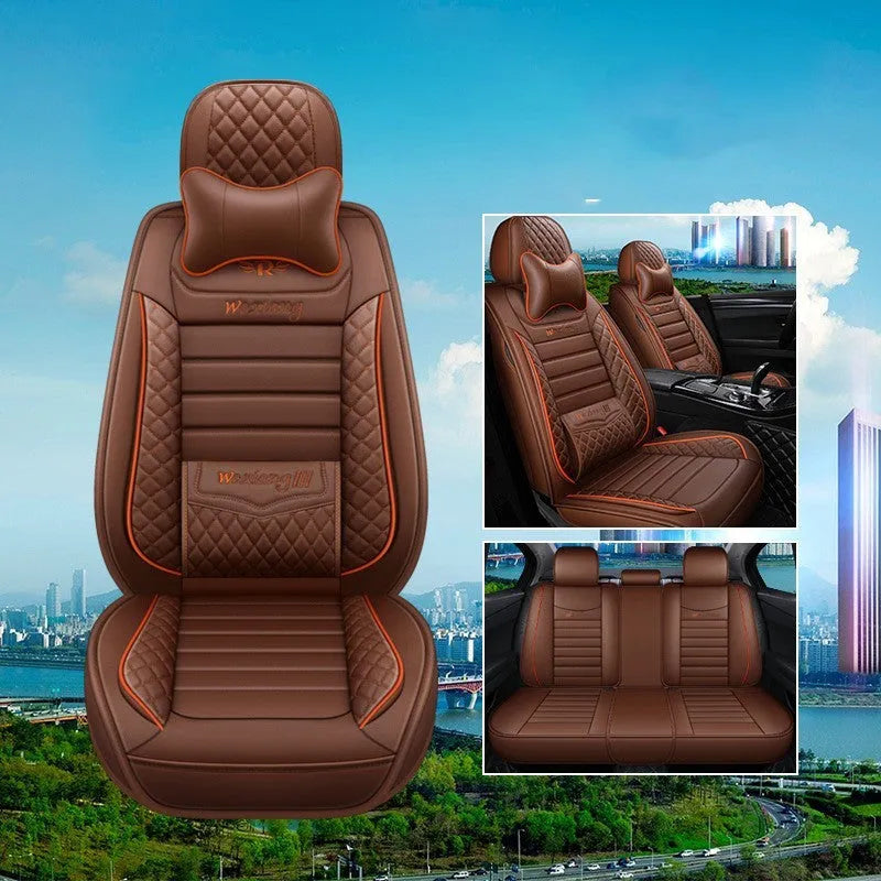 Leather car seat cushion with high elastic sponge filler in universal 65x55cm size