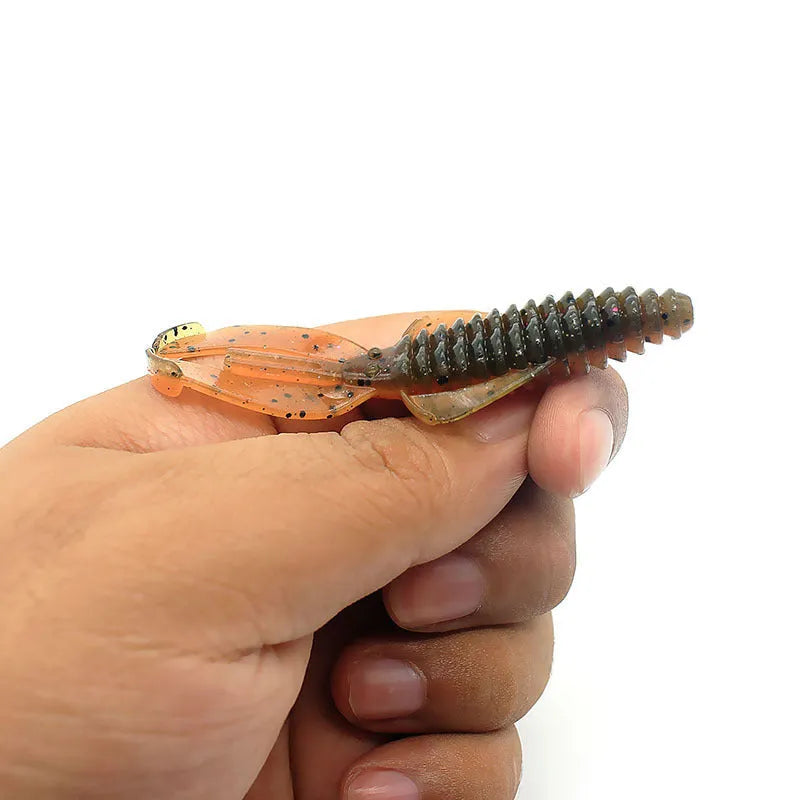 PVC fishing soft bait lure in various colours showing 8cm and 12cm size options