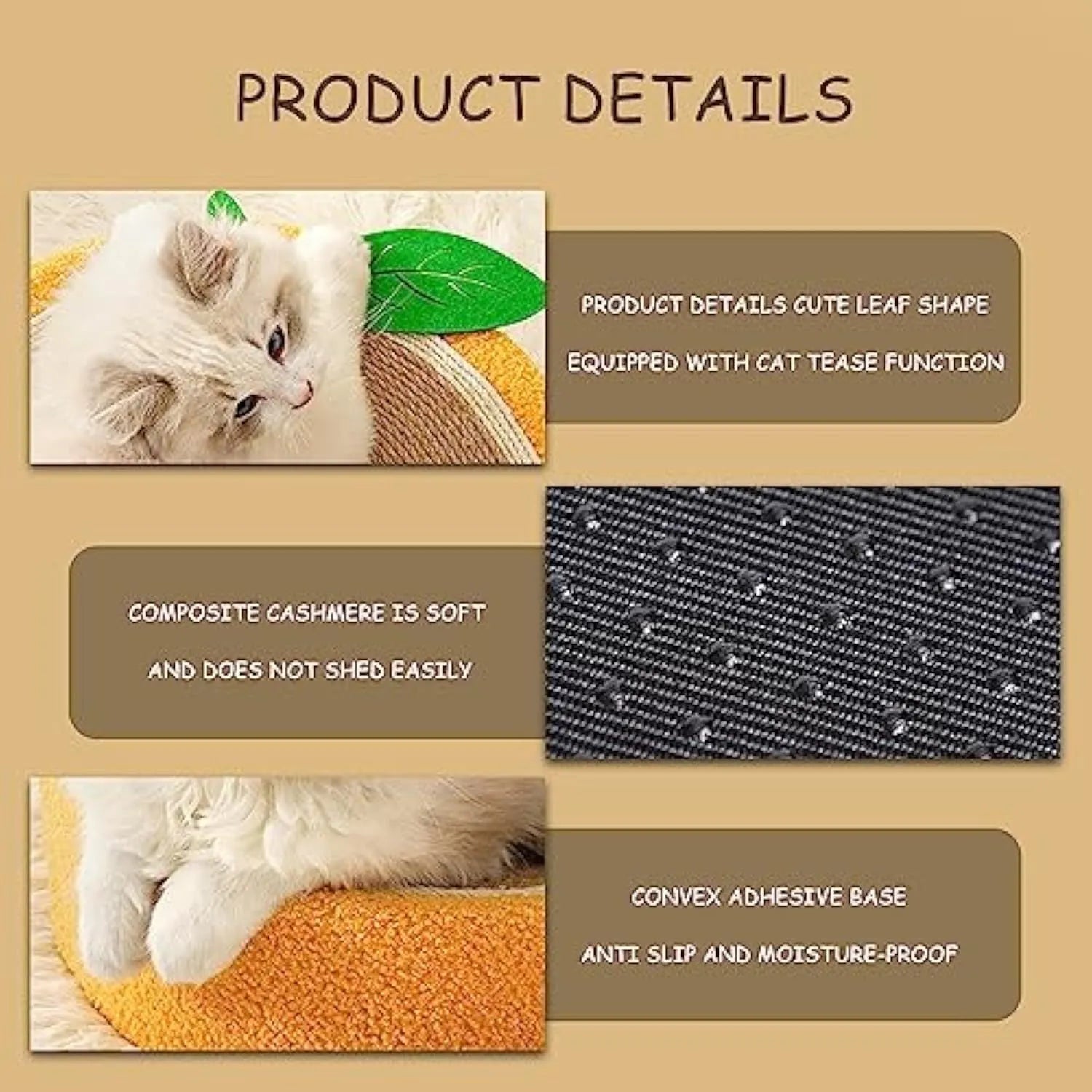 Round orange fruit-shaped cat scratching board with sisal surface and concave sleeping centre