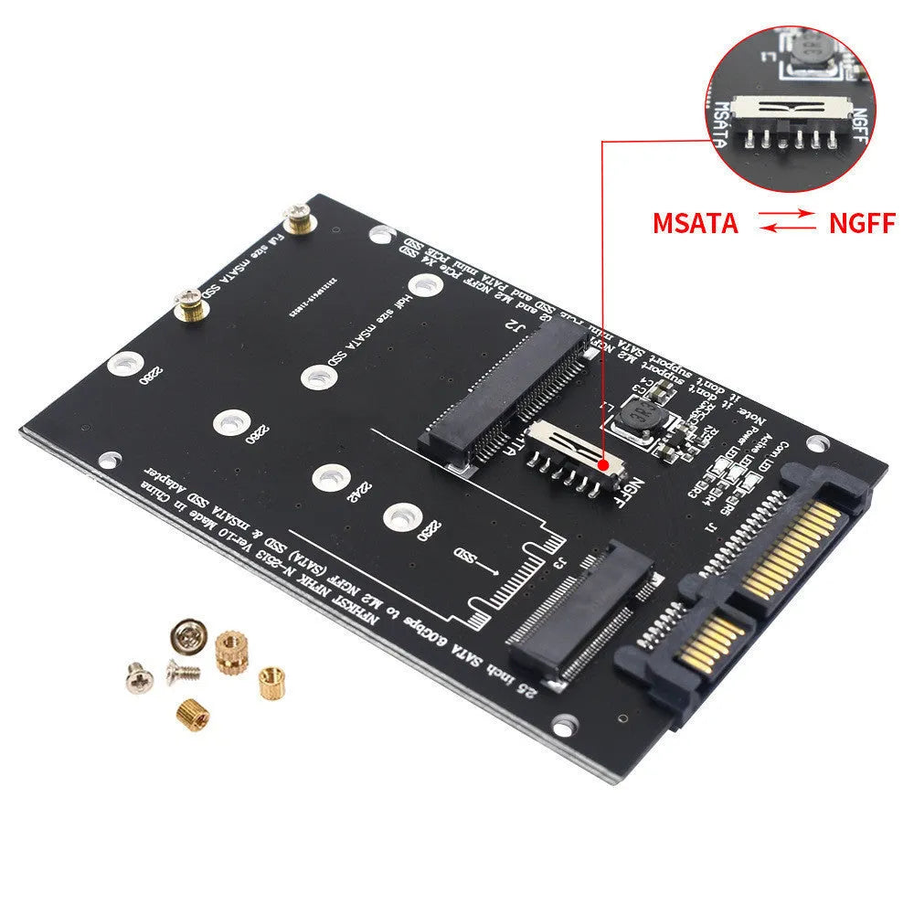 SATA3 to M.2 NGFF mSATA SSD conversion adapter card in black or blue PCB colour