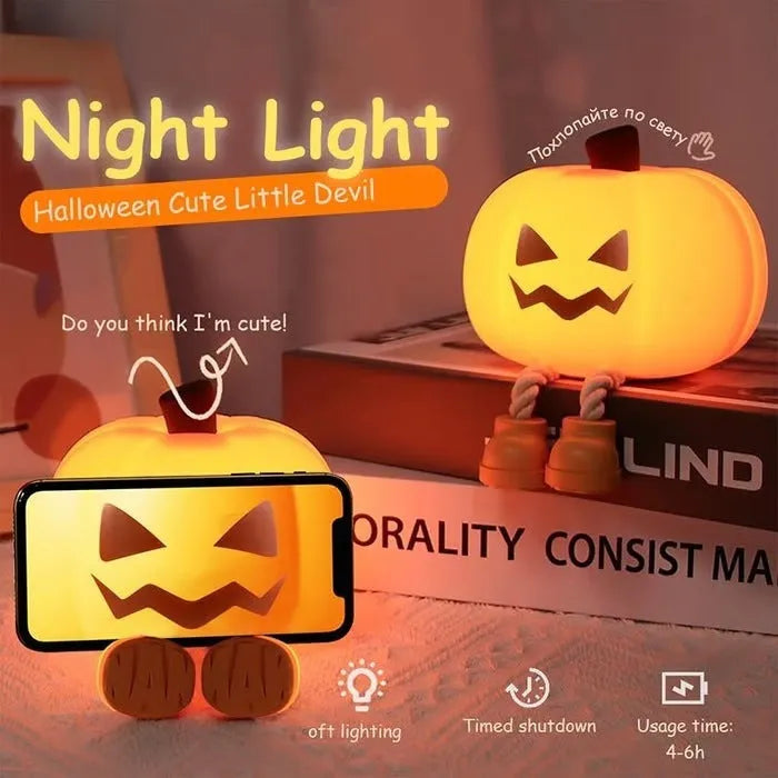 Halloween pumpkin lamp with horror night light effect and geometric 3D design