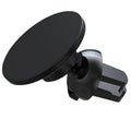 Black aluminium alloy magnetic car phone holder mounted to vehicle air vent