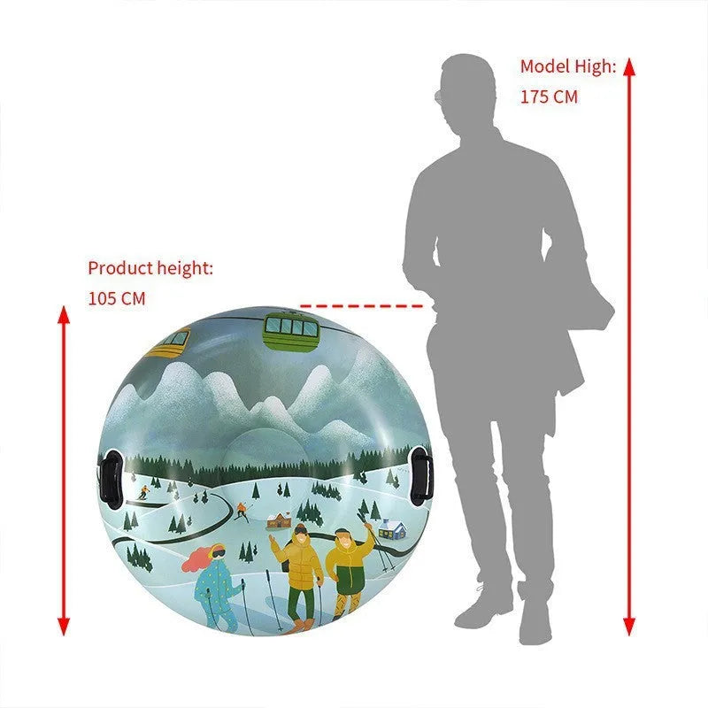 PVC winter ski ring toy with creative printed design showing winter sports imagery