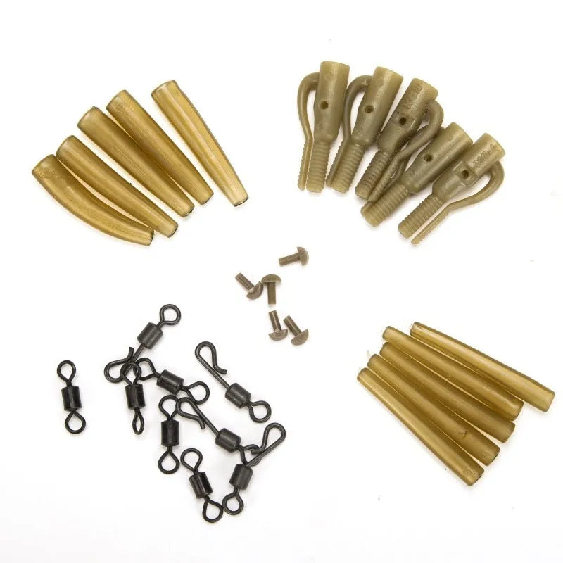 30-piece European carp fishing accessory set with anti-winding pipes and threaded hoses