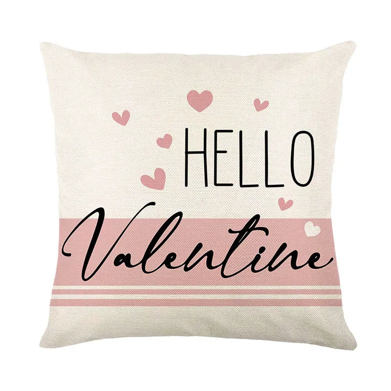 Square plaid heart printed pillow cover for Valentine's Day in 45x45cm size