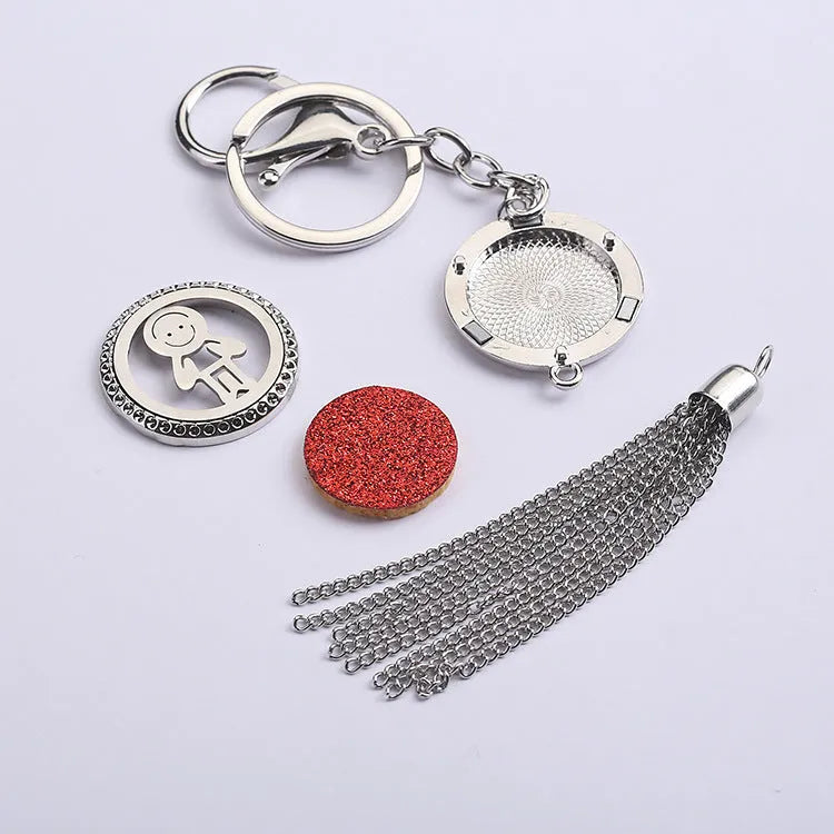 Alloy tassel car pendant aromatherapy diffuser with chain and cotton pads for essential oils