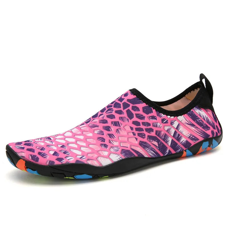 Blue and camouflage quick-dry wading shoes with elastic Lycra upper and EVA foam sole
