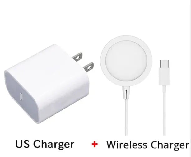 Magsafe magnetic wireless charger for iPhone 12 and 13 in silver, black, blue or red colours