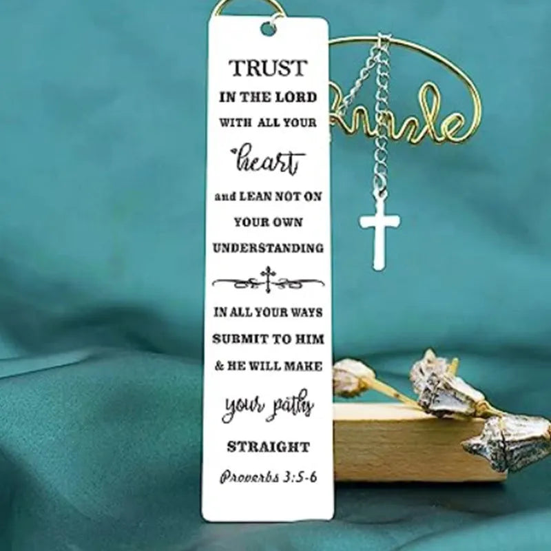 Stainless steel Family Bible Verse bookmark with engraved scripture in CFS5170 Steel Colour