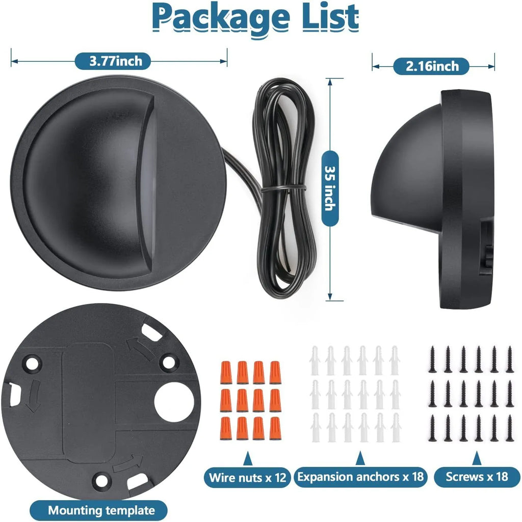 Platinum-coloured low-voltage outdoor step light for garden paths with IP67 rating.