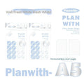 Artsy Ins style draft notebook showing A5 and B5 sizes with white and plaid blue cover options