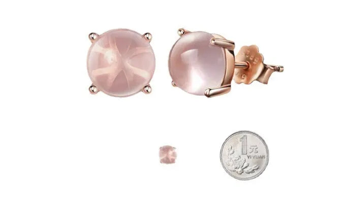 Women's rose gold drop-shaped stud earrings with synthetic Ross quartz and crystal inlay detail