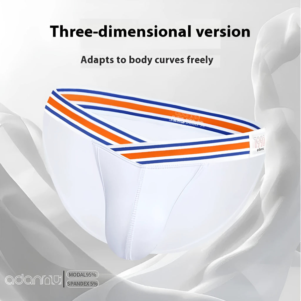 Solid color low waist cotton briefs for men with full package hip bulge design in black