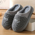 Men's brown rabbit hair winter slippers with thick EVA soles and artificial wool lining