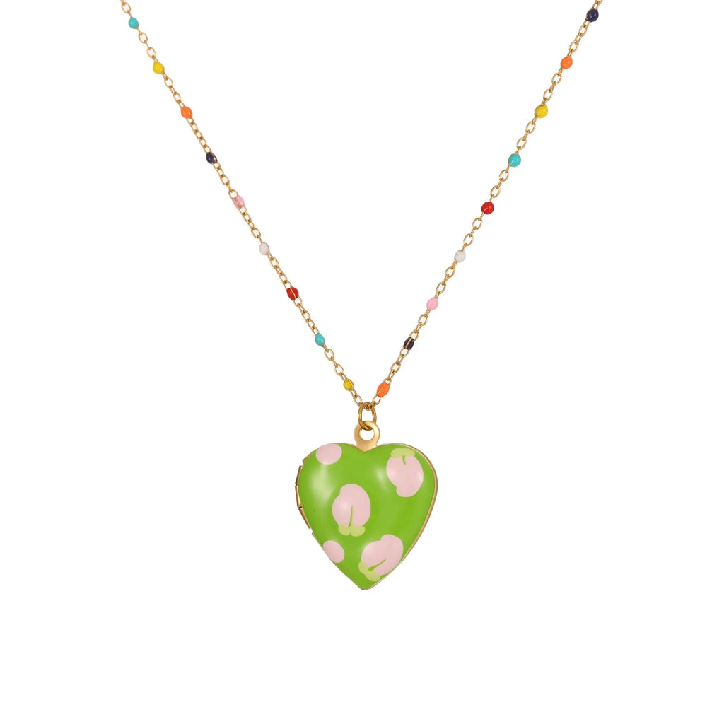 Stainless steel fruit pendant necklace with 18K gold plating on 41-50cm chain