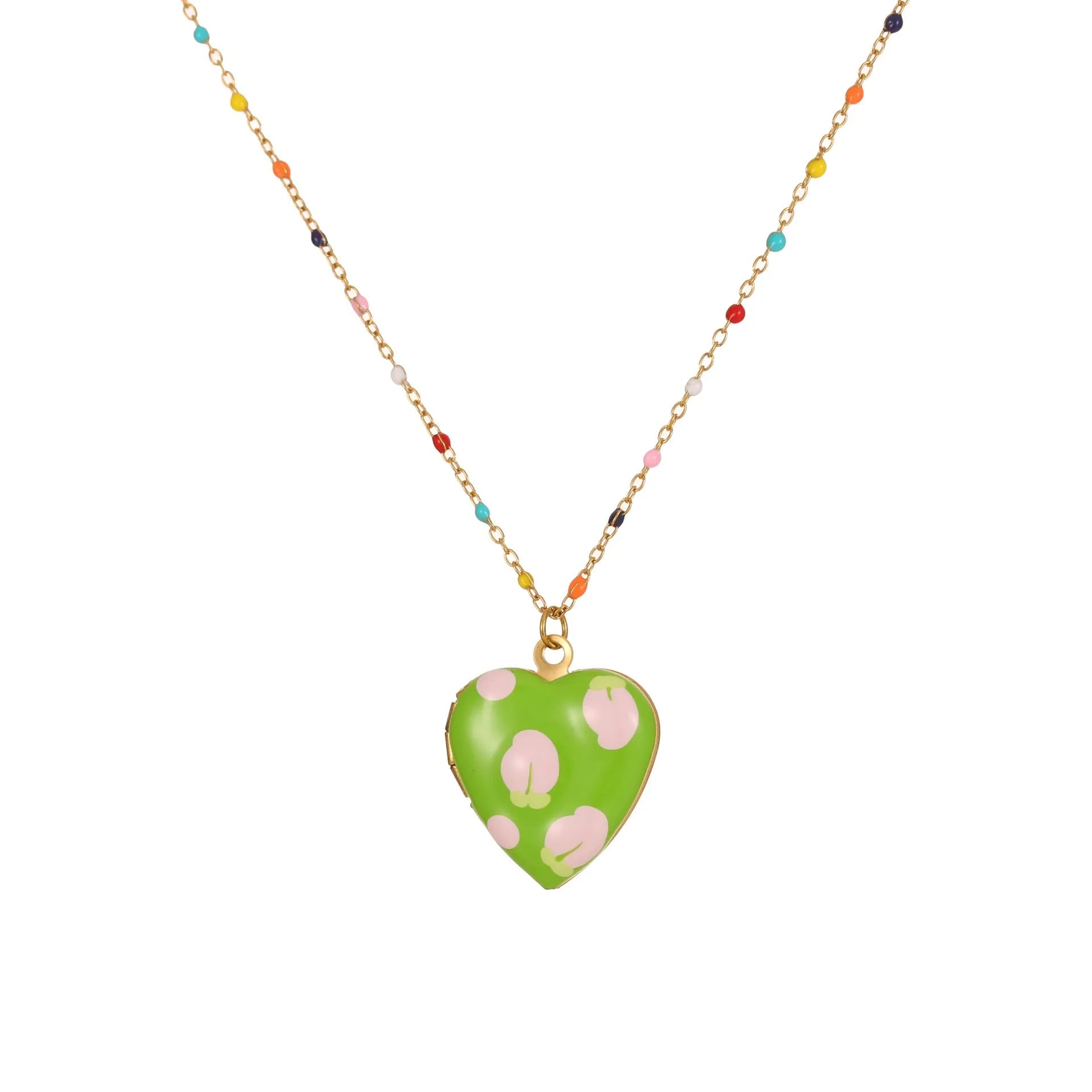 Stainless steel fruit pendant necklace with 18K gold plating on 41-50cm chain