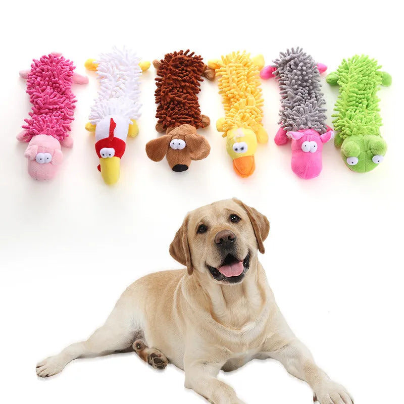Brown dog design plush horse molar pet toy with microfiber texture for canine biting