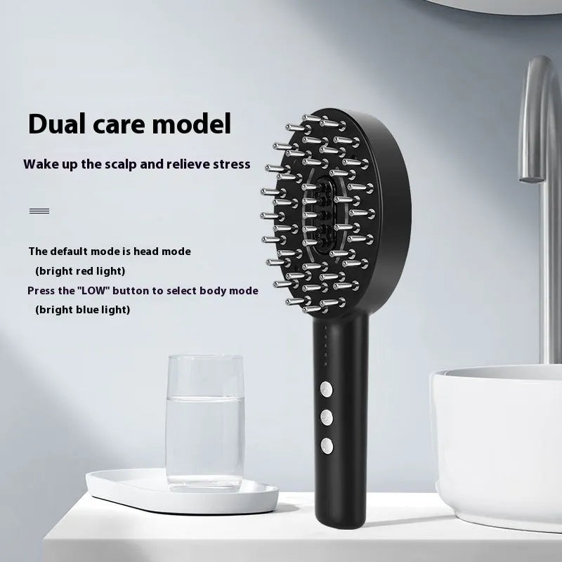 Black scalp medicine supplying device with vibration massage functions for therapeutic scalp soothing