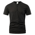 Men's slub cotton casual short sleeve T-shirt in solid colour British style pullover