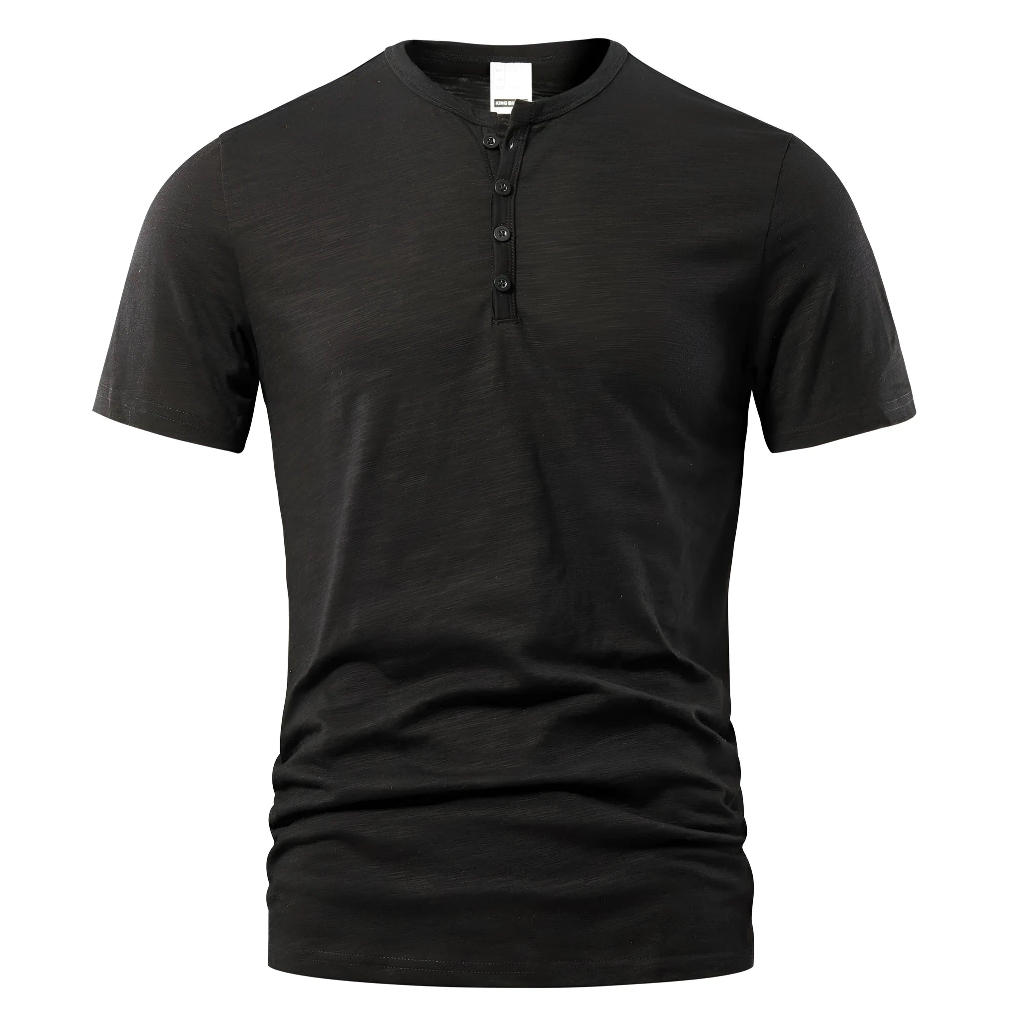 Men's slub cotton casual short sleeve T-shirt in solid colour British style pullover