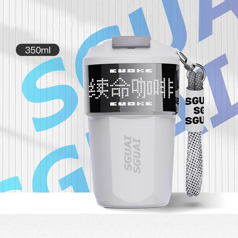Japanese-style portable stainless steel coffee cup in blue, grey, orange, or white
