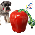 Plastic food dropping ball dog molar toy in green and red apple designs
