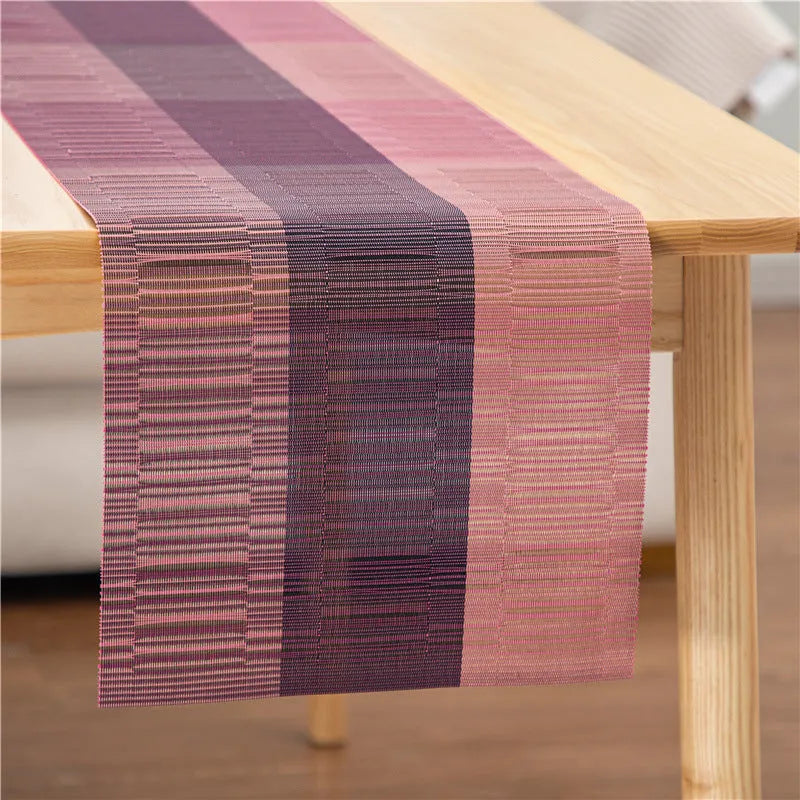 PVC non-slip dish mat in modern simplicity style protecting a wooden dining table
