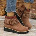 Women's suede wedge ankle boots with side zip and waterproof platform in three colour options