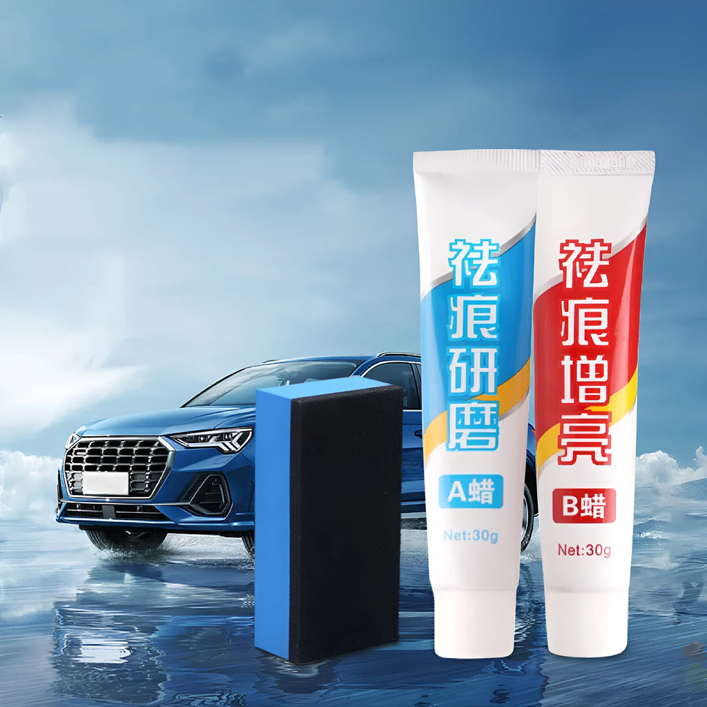 Car repair wax polishing kit with A wax, B wax, and frosted sponge mop for scratch removal