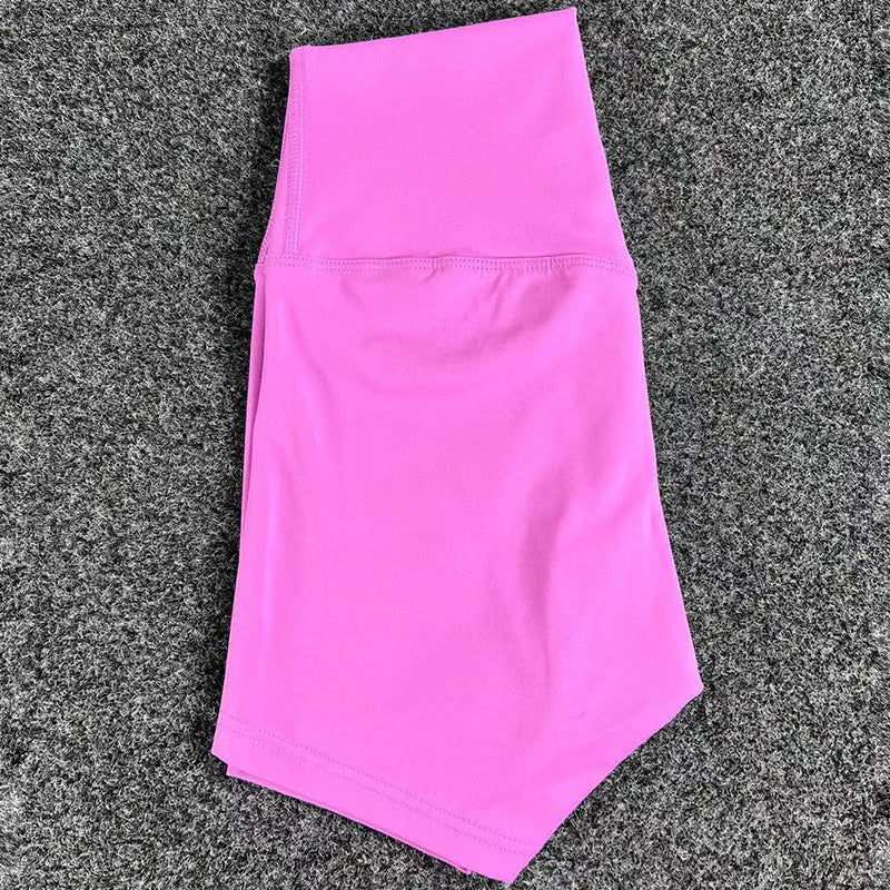 Women's high-waisted nylon yoga shorts in various colours suitable for running, sports, and cycling
