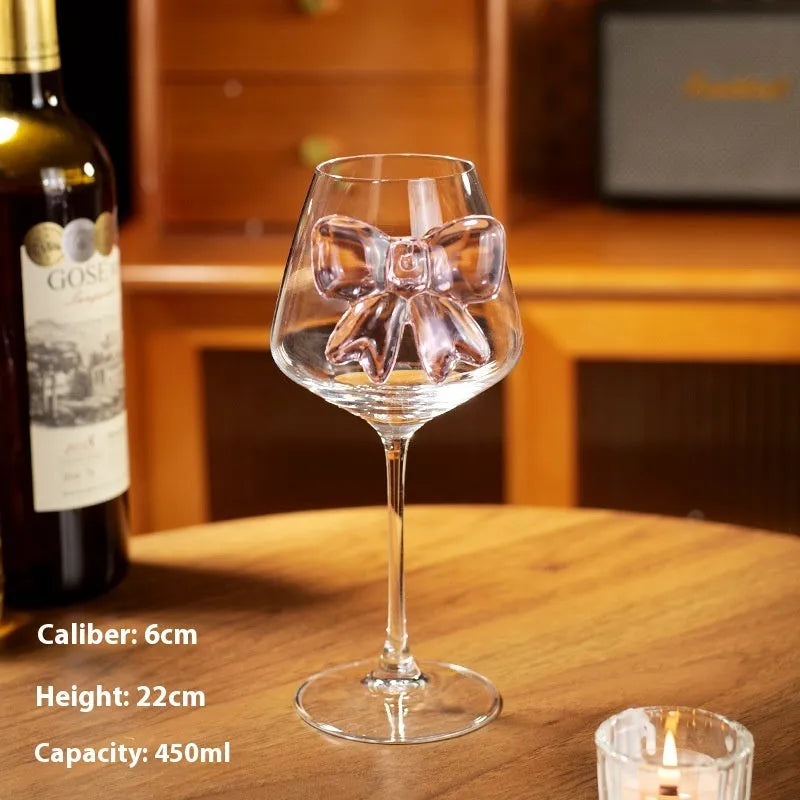 Pressed crystal glass wine glass with light luxury finish in champagne colour option