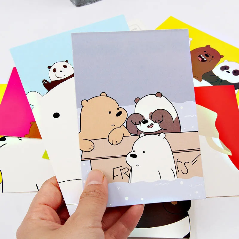 Set of nine minimalist cartoon-style postcards depicting retro Paris Eiffel Tower and historic sites
