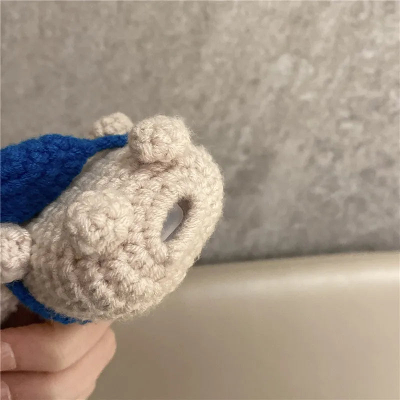 Hand-knitted koala bear backpack design AirPods case cover for 1st/2nd gen, 3rd gen, or Pro models