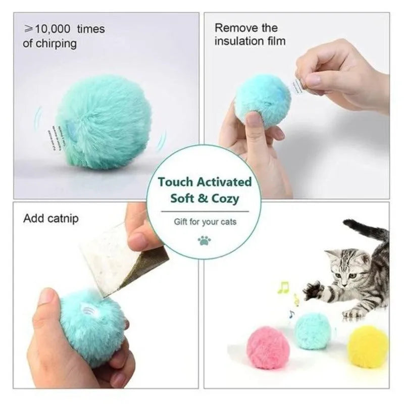 Interactive 55mm plastic pet toy ball in blue pink or yellow making animal sounds
