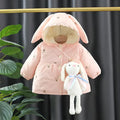 Girls thickened polyester padded winter coat zip-up pink cartoon Korean style for heights 73-100cm