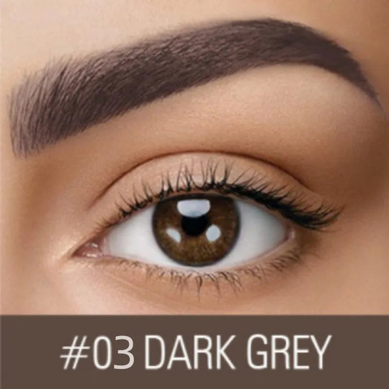 Eyebrow cream cosmetics in dark grey and golden yellow shades with waterproof quick-drying properties