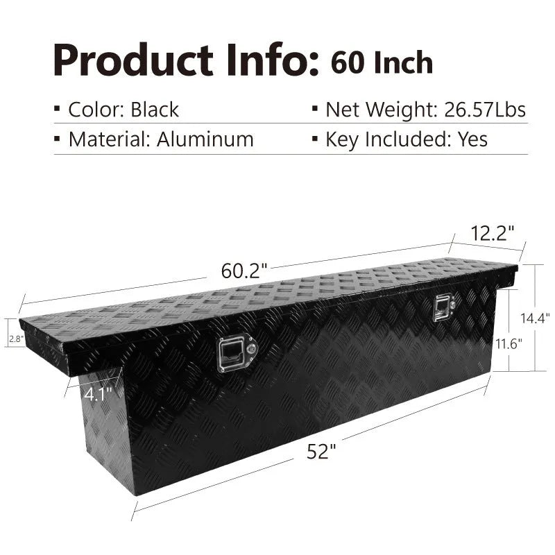 Black 26 inch aluminium alloy tool case with T-casting design and latch closure