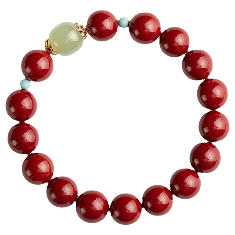 Cinnabar Hetian Jade geometric ellipse bracelet in purple gold sand colour with choice of bead sizes