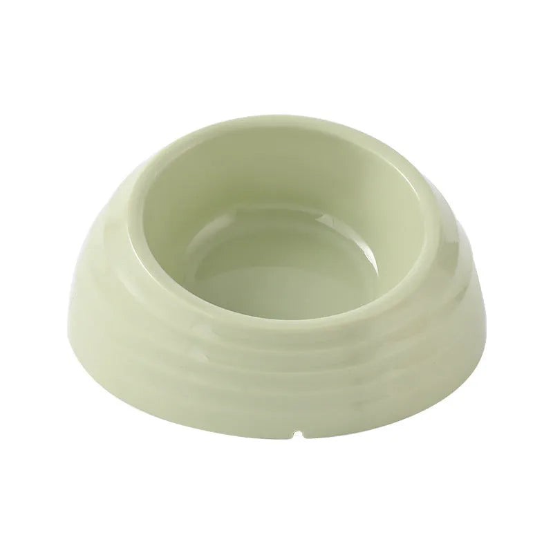 Stainless steel cat bowl with plastic base in beige, brown and light green colour options
