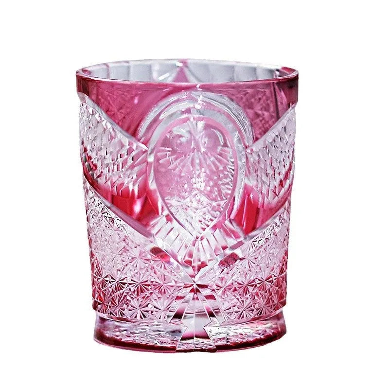 Crystal glass hand carved golden red owl wine glass with 201-300ml capacity