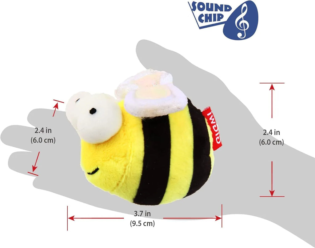 Yellow bee-shaped interactive cat toy with motion-activated squeaking function