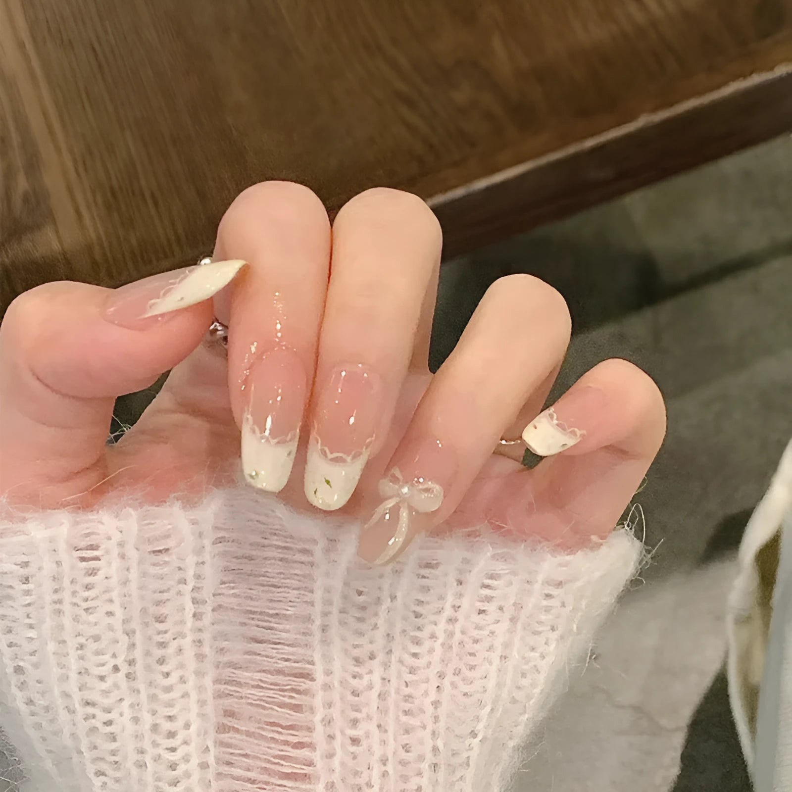 A set of artificial press-on false nails for women in assorted random colours and patterns.
