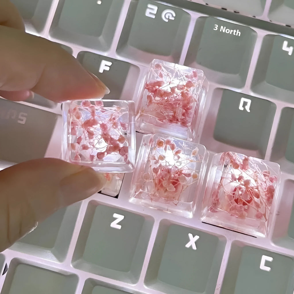 High transparency resin starry sky artisan keycap for mechanical keyboards in violet colour