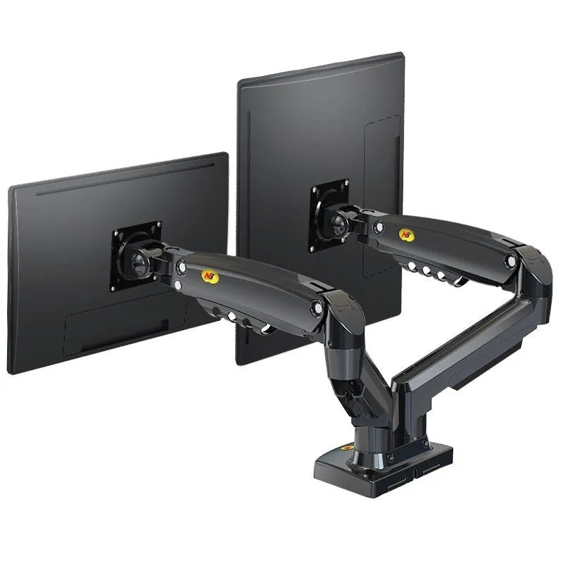 Dual screen computer monitor lifting bracket with aluminium alloy frame on a desk