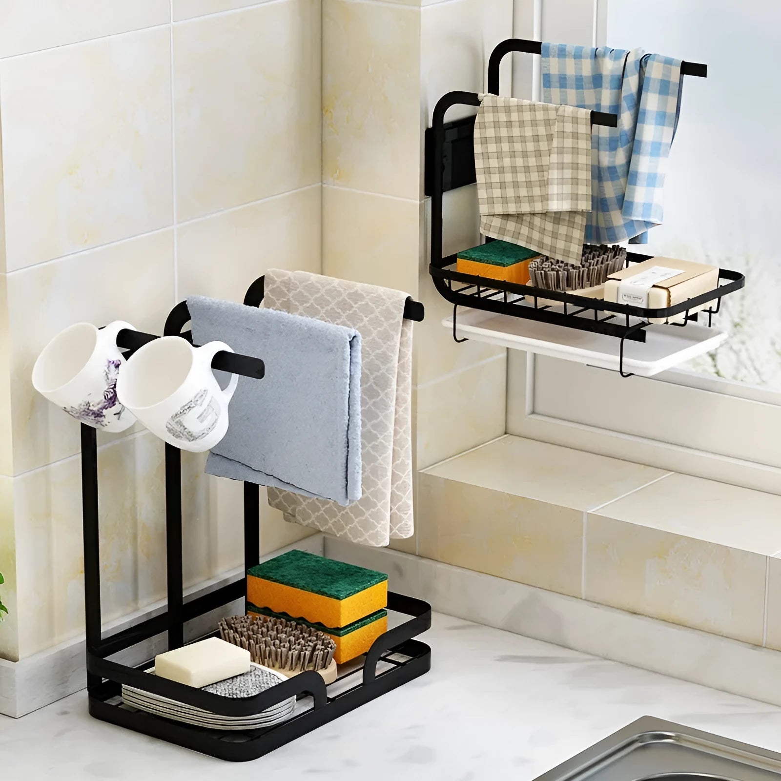 Foldable plastic kitchen storage rack in new Chinese style for rag drying