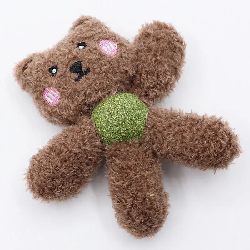 Edible catnip ball cat toy in animal design for chewing and teeth cleaning