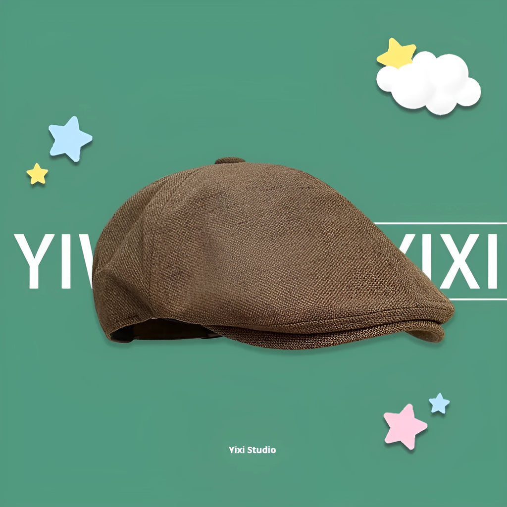 Cotton polyester painter's cap with flat top and adjustable fit in khaki colour