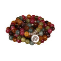 Multi-layer 108 bead bracelet with hanging lotus pendant in tourmaline colour